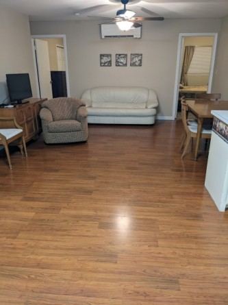 The two-bedroom suite with kitchen and living room.